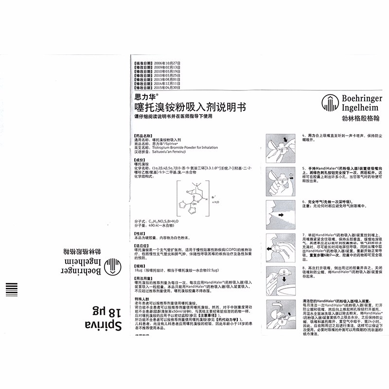 【思力华 噻托溴铵粉吸入剂 18μg*10s】价格,说明书